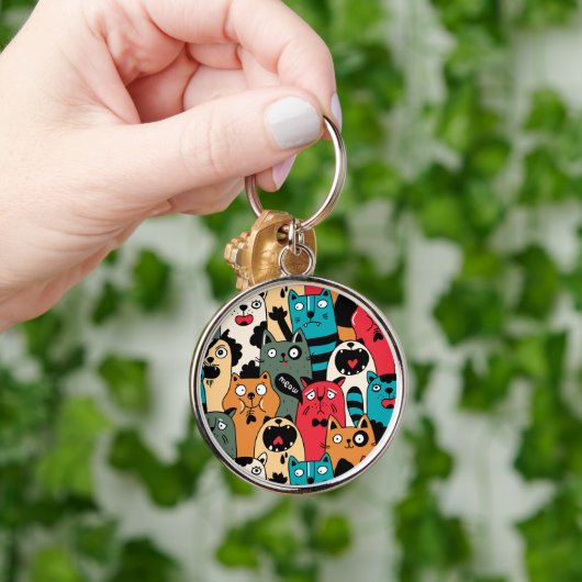 De menigte katten sleutelhanger (Hand)