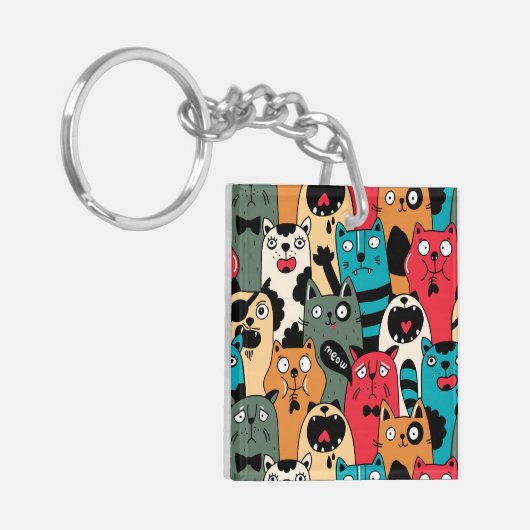 De menigte katten sleutelhanger (Voorkant Links)