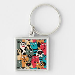 De menigte katten sleutelhanger