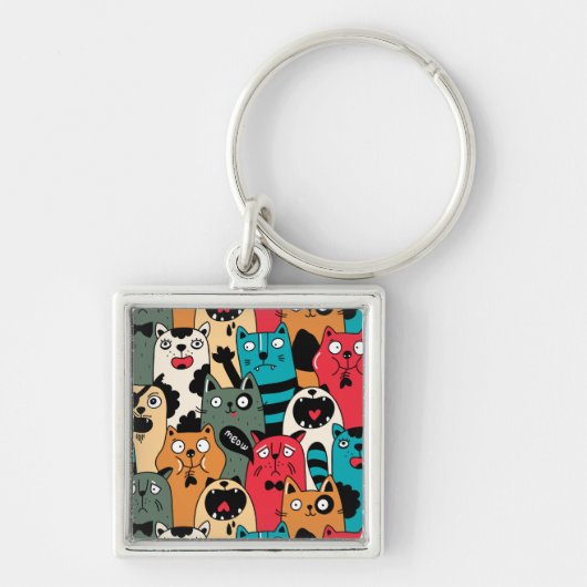 De menigte katten sleutelhanger (Voorkant)