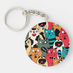 De menigte katten sleutelhanger
