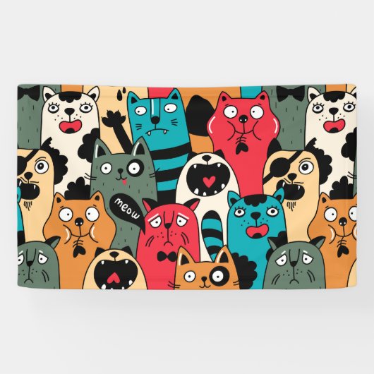 De menigte katten spandoek (Horizontaal)