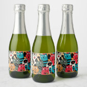 De menigte katten sparkling wijnetiket (Flessen)
