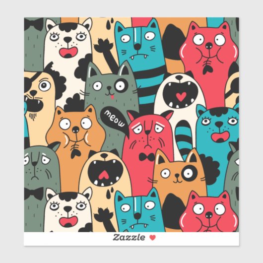 De menigte katten sticker (Vel)