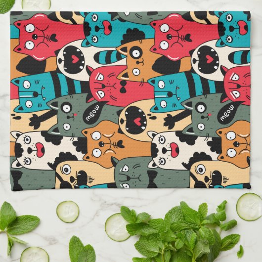 De menigte katten theedoek (Gevouwen)