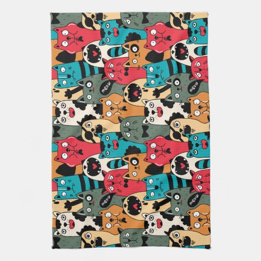 De menigte katten theedoek (Verticaal)