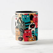 De menigte katten tweekleurige koffiemok (Voorkant links)