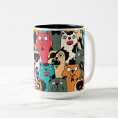 De menigte katten tweekleurige koffiemok (Voorkant rechts)