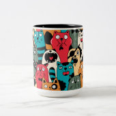 De menigte katten tweekleurige koffiemok (Center)