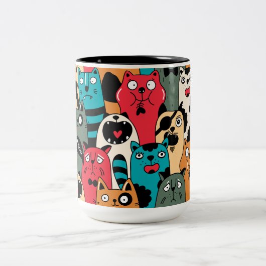 De menigte katten tweekleurige koffiemok (Center)