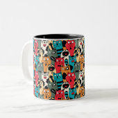 De menigte katten tweekleurige koffiemok (Voorkant links)