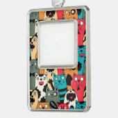 De menigte katten verzilverd omlijst ornament (Links)
