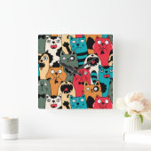 De menigte katten vierkante klok (Huis)