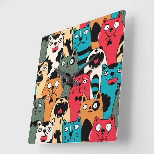 De menigte katten vierkante klok (Hoek)