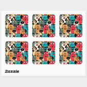 De menigte katten vierkante sticker (Vel)