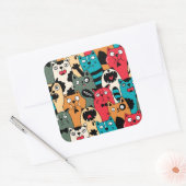 De menigte katten vierkante sticker (Envelop)
