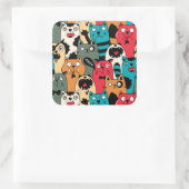 De menigte katten vierkante sticker (Tas)