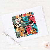 De menigte katten vierkante sticker (Envelop)