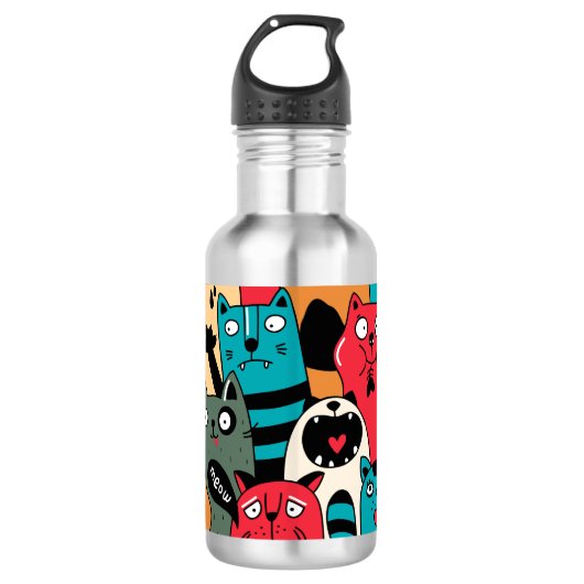 De menigte katten waterfles  (Voorkant)