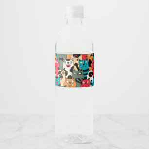 De menigte katten waterfles etiket