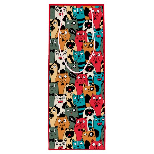 De menigte katten wijn cadeautas (Achterkant)