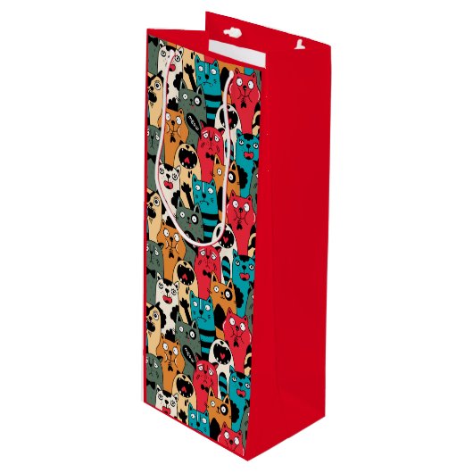 De menigte katten wijn cadeautas (Voorkant Gekanteld)