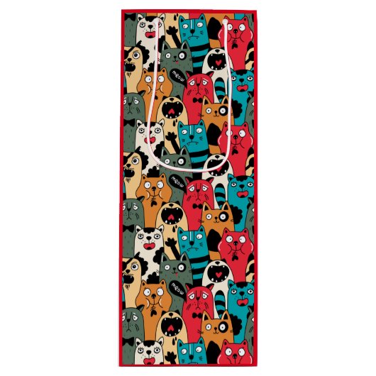 De menigte katten wijn cadeautas (Voorkant)