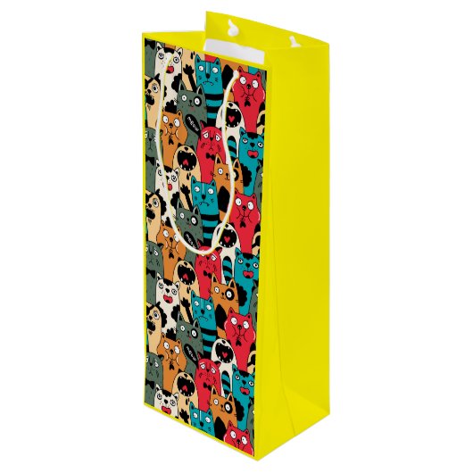 De menigte katten wijn cadeautas (Achterkant Gekanteld)