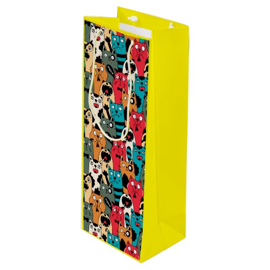 De menigte katten wijn cadeautas (Voorkant Gekanteld)