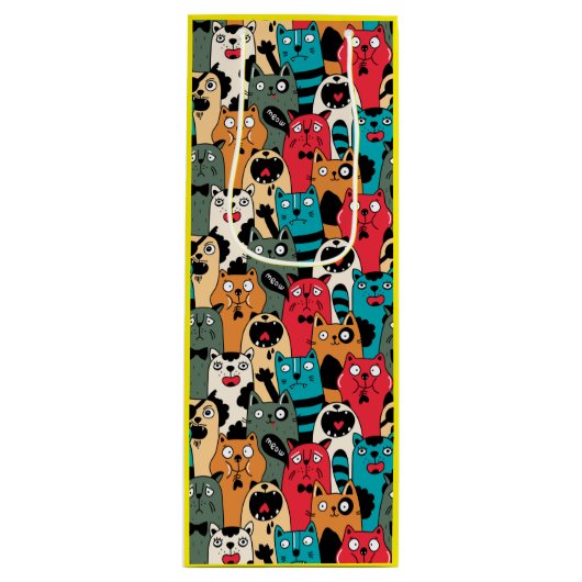 De menigte katten wijn cadeautas (Voorkant)