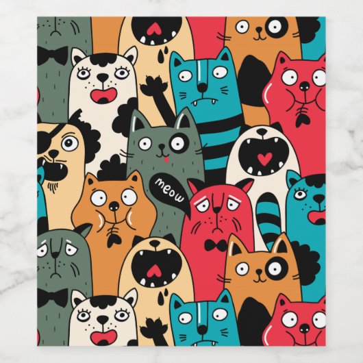 De menigte katten wijn etiket (Enkel label)