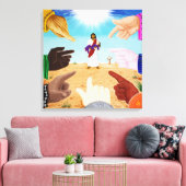 De menigte lachte (handen wijzen naar Jezus) schil Canvas Afdruk (Insitu (Woonkamer))