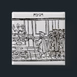 De Menorah verlichten Vierkante Button 5,1 Cm<br><div class="desc">De joodse school lichtt de Menorah (houtsnipper) in een privé Collectie.</div>
