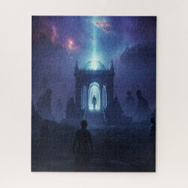 De mens straalt naar de oude buitenaardse wereld legpuzzel