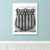 De menselijke Amerikaanse schild in Camp/Fort Cust Canvas Afdruk (Insitu (Houten vloer))