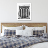 De menselijke Amerikaanse schild in Camp/Fort Cust Canvas Afdruk (Insitu (Slaapkamer))