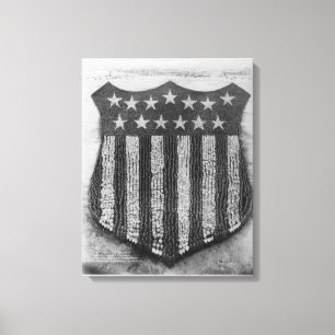De menselijke Amerikaanse schild in Camp/Fort Cust Canvas Afdruk