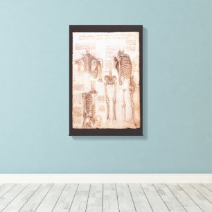 De menselijke anatomie skeletbotten van Leonardo d Canvas Afdruk