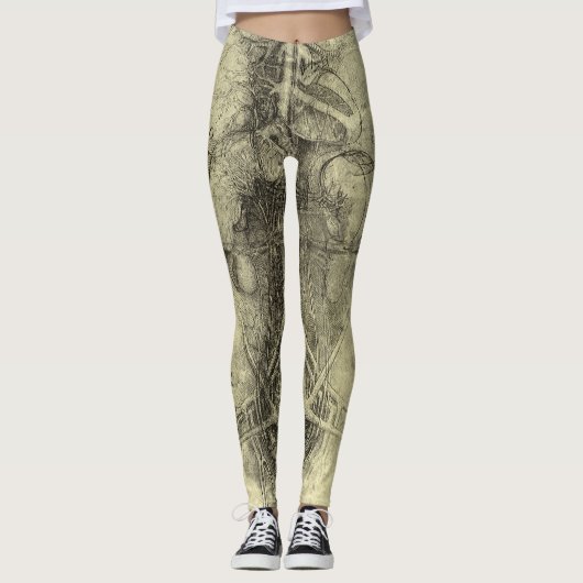 De menselijke anatomie van Leonardo da Vinci, Vrou Leggings (Voorkant)