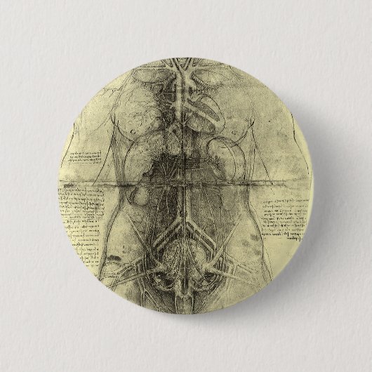 De menselijke anatomie van Leonardo da Vinci, Vrou Ronde Button 5,7 Cm (Voorkant)