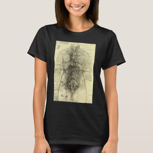 De menselijke anatomie van Leonardo da Vinci, Vrou T-shirt (Voorkant)