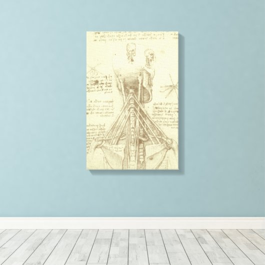 De menselijke anatomie van Leonardo da Vinci: werv Canvas Afdruk (Insitu (Houten vloer))
