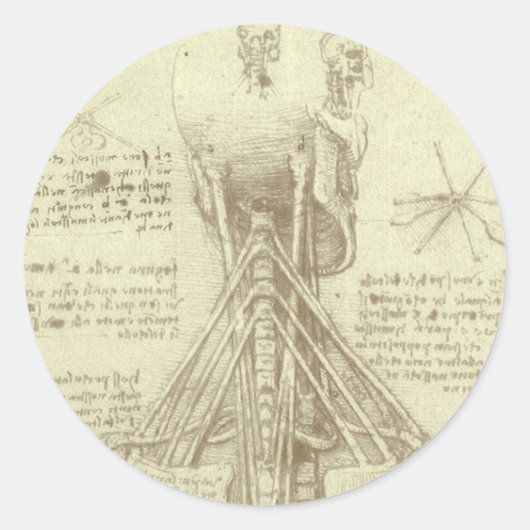 De menselijke anatomie van Leonardo da Vinci: werv Ronde Sticker (Voorkant)