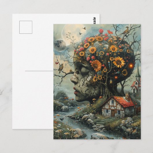De menselijke boom beschutting vogels en bloemen briefkaart (Voorkant / Achterkant)