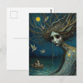 De menselijke boom die vogels schuilt in het maanl briefkaart (Voorkant / Achterkant)