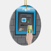 De menselijke hand van ATM met een kaart Keramisch Ornament (Rechts)
