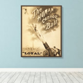 De menselijke kanonbal,  Circus Poster Canvas Afdruk (Insitu (Houten vloer))