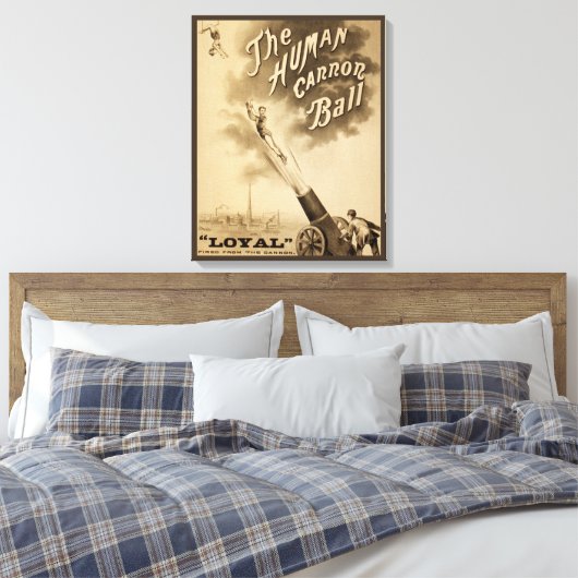 De menselijke kanonbal,  Circus Poster Canvas Afdruk (Insitu (Slaapkamer))