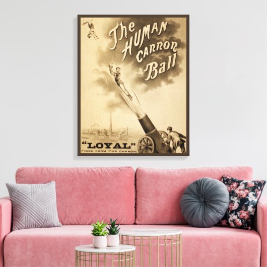 De menselijke kanonbal,  Circus Poster Canvas Afdruk (Insitu (Woonkamer))