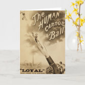 De menselijke kanonbal,  Circus Poster Kaart (Gele Bloem)
